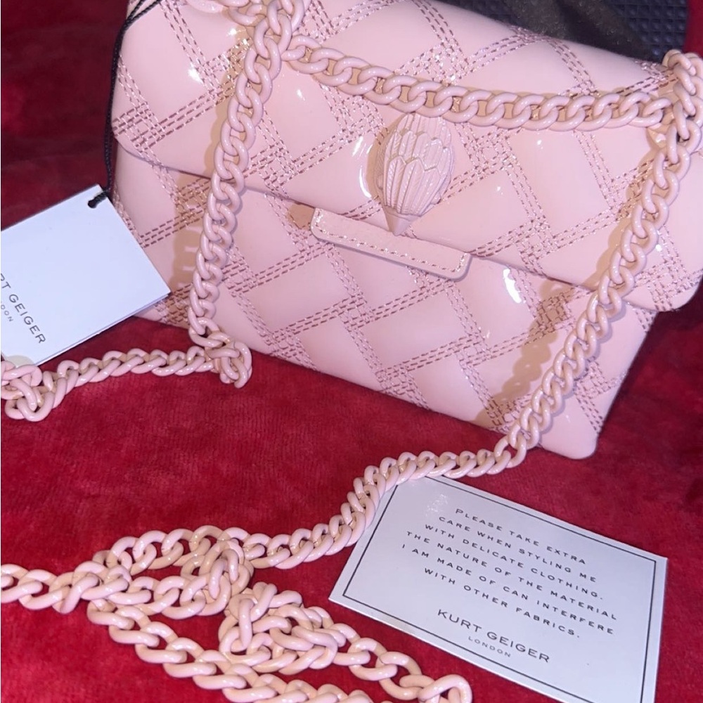 Kurt Geiger Pink Quilted Crossbody Bag with Pink chain